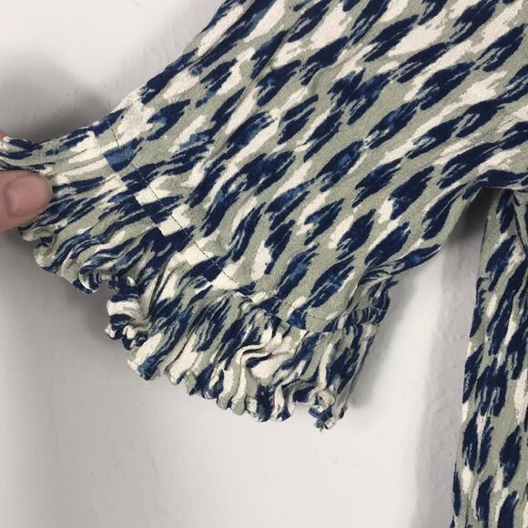 Madewell Sunpleat Lace-Up Top in Painted Feathers size S - Picture 8 of 11